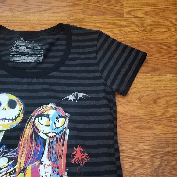 Disney Store Nightmare Before Christmas Jack & Sally Striped T-Shirt L Women's - Picture 5 of 12